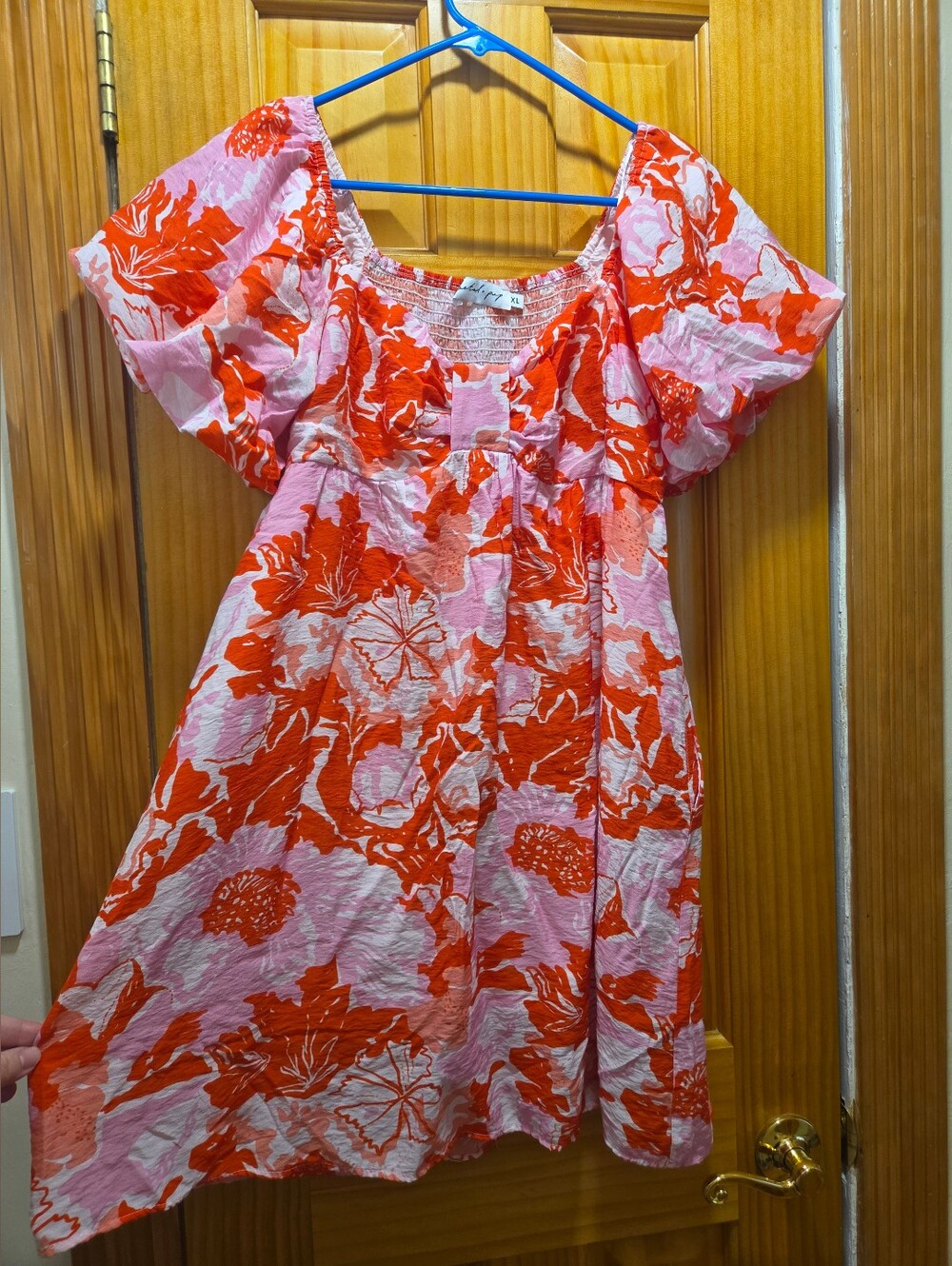 Petal And Pup Pink & Orange Floral Puff-Sleeve Dress Size XL